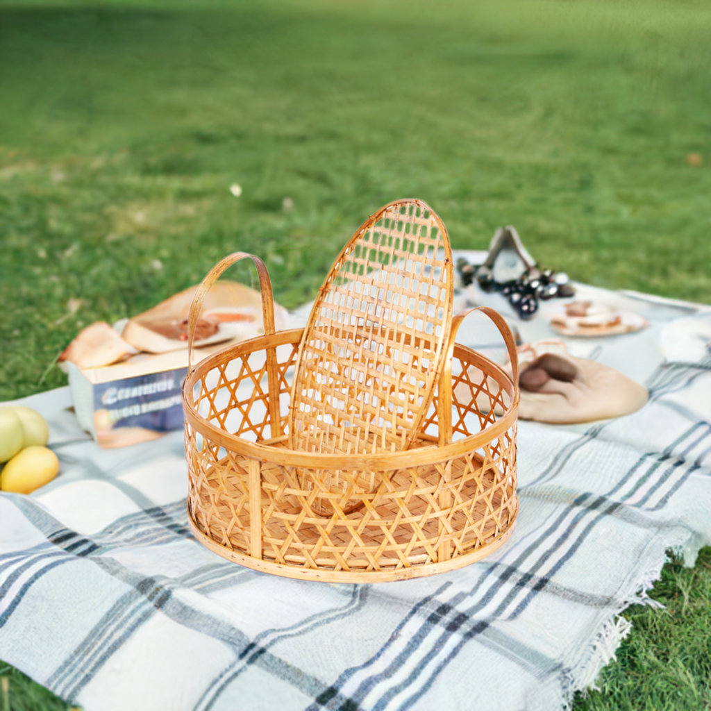 Bamboo Round Picnic Basket