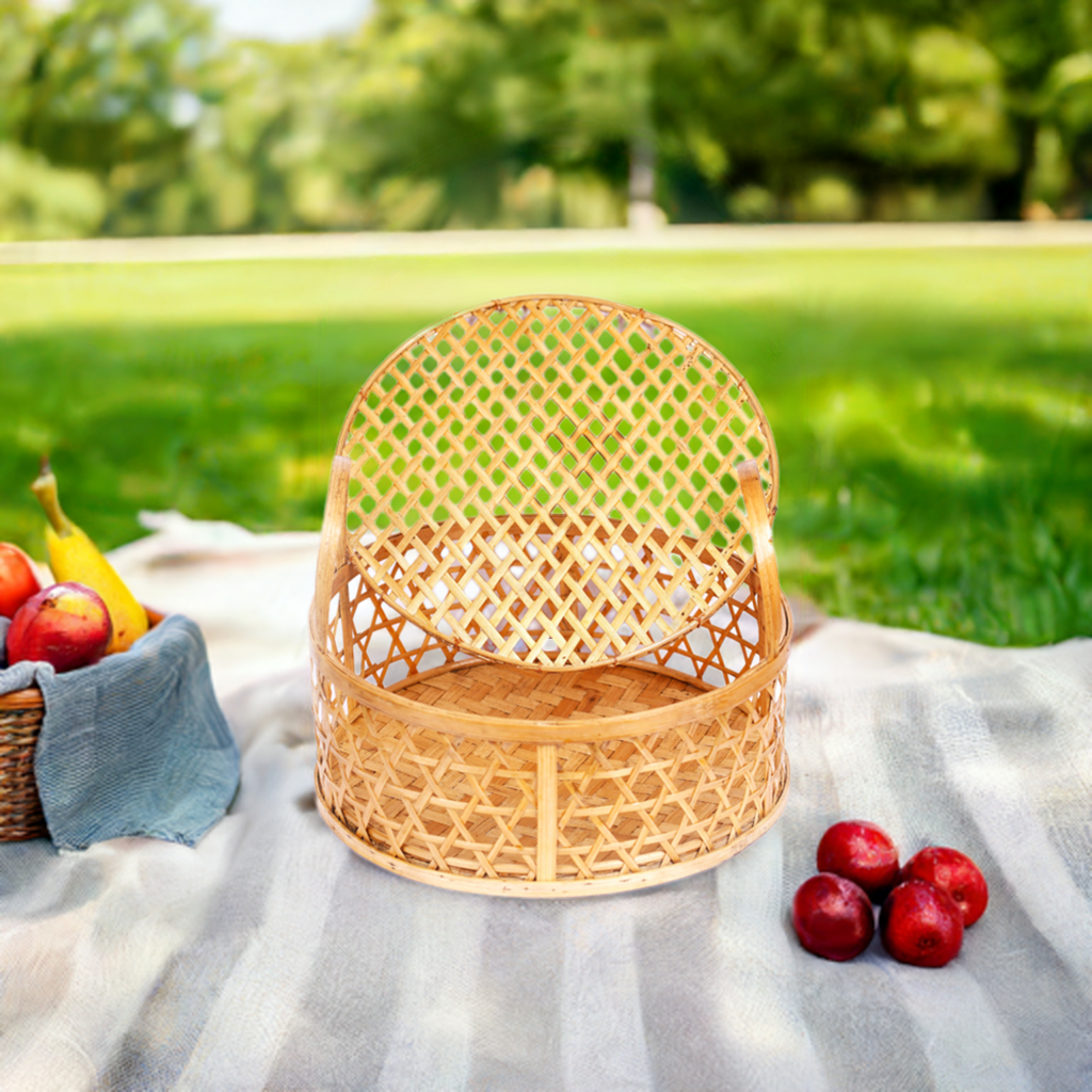 Bamboo Round Picnic Basket