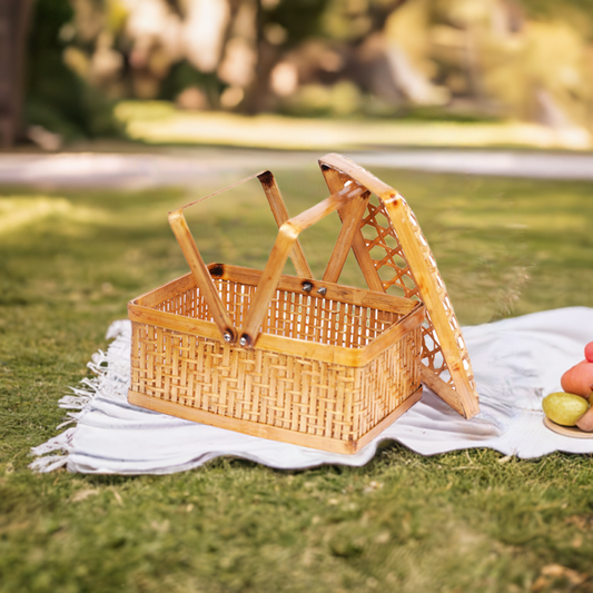 Bamboo Square Picnic Basket