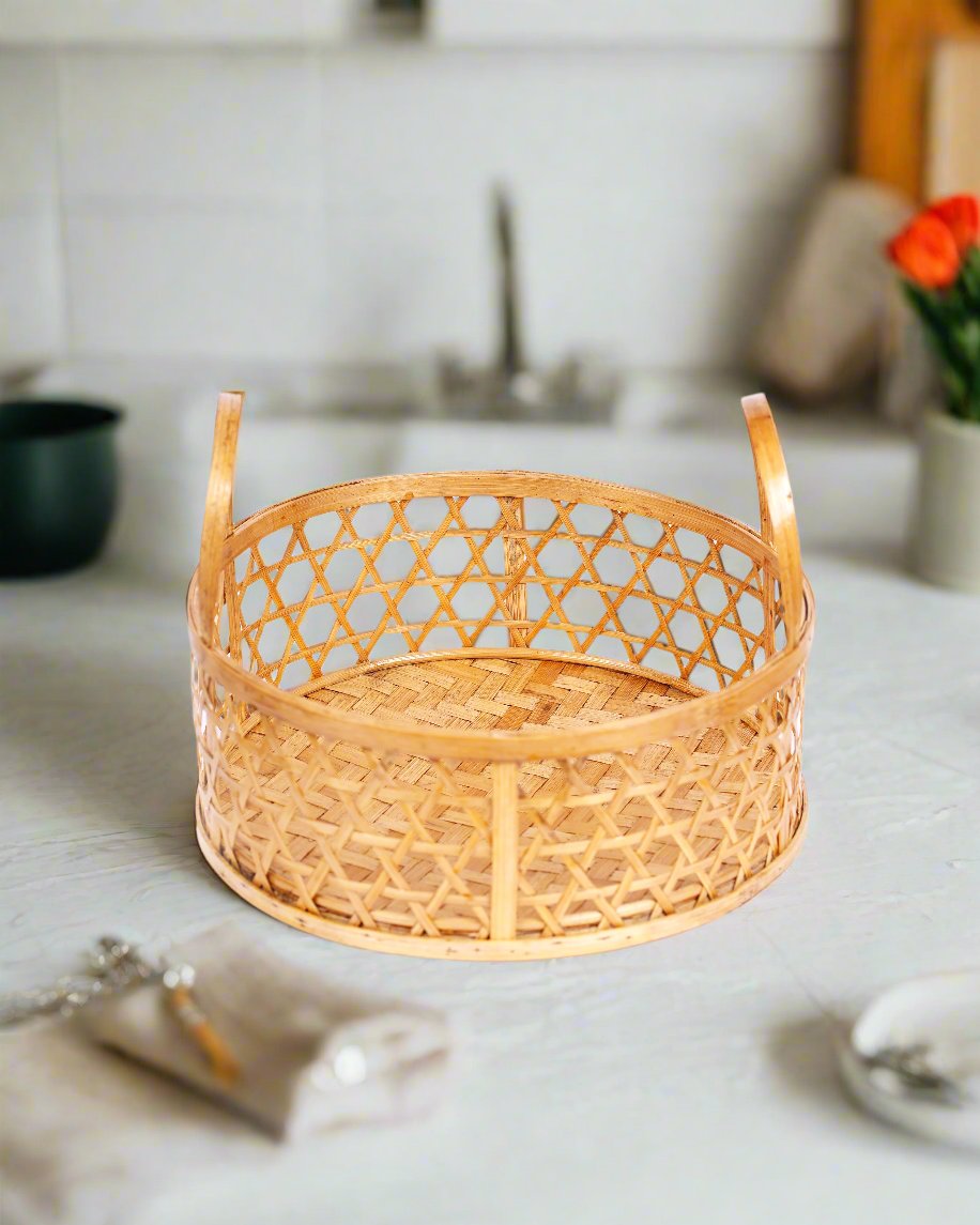 Bamboo Round Picnic Basket